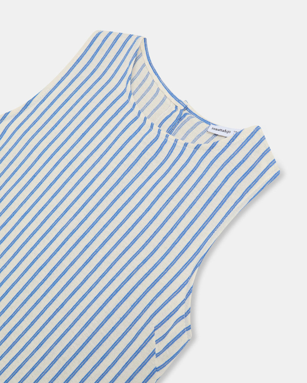 Top Sem Mangas Gola Redonda Riscas Azul