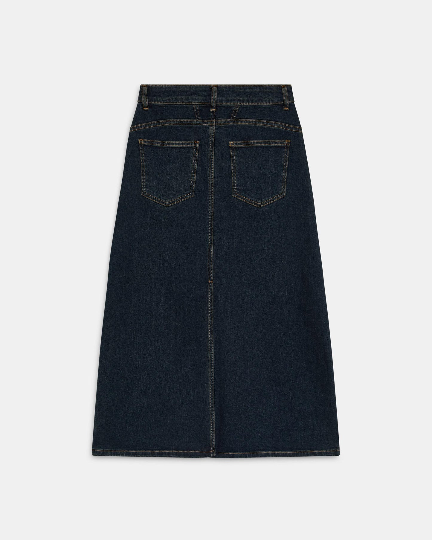 Falda Denim Costuras Azul Oscuro