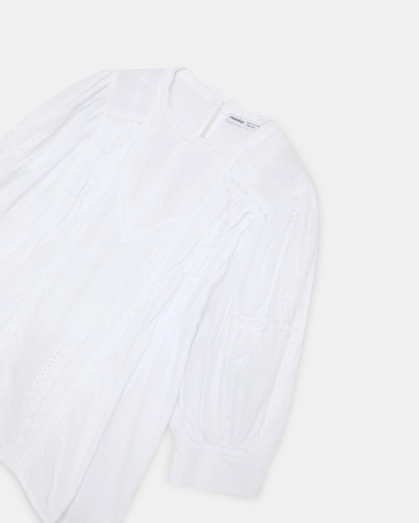 Blouse Manche Française Dentelles Coulisses Blanc