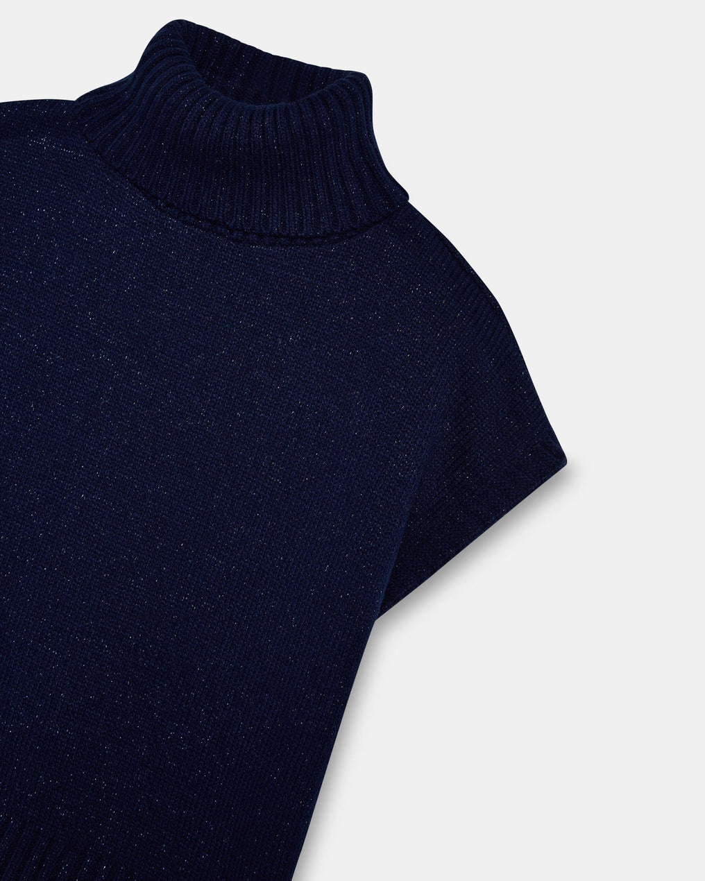Chaleco Cuello Vuelto Lurex Azul Marino