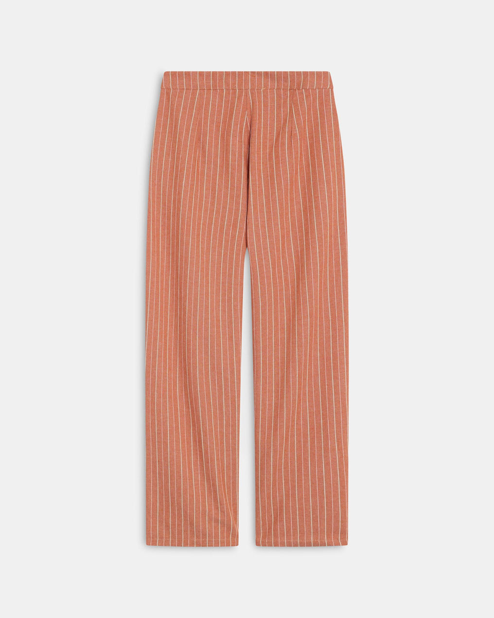 Calças Wide Leg Pregas Riscas Laranja