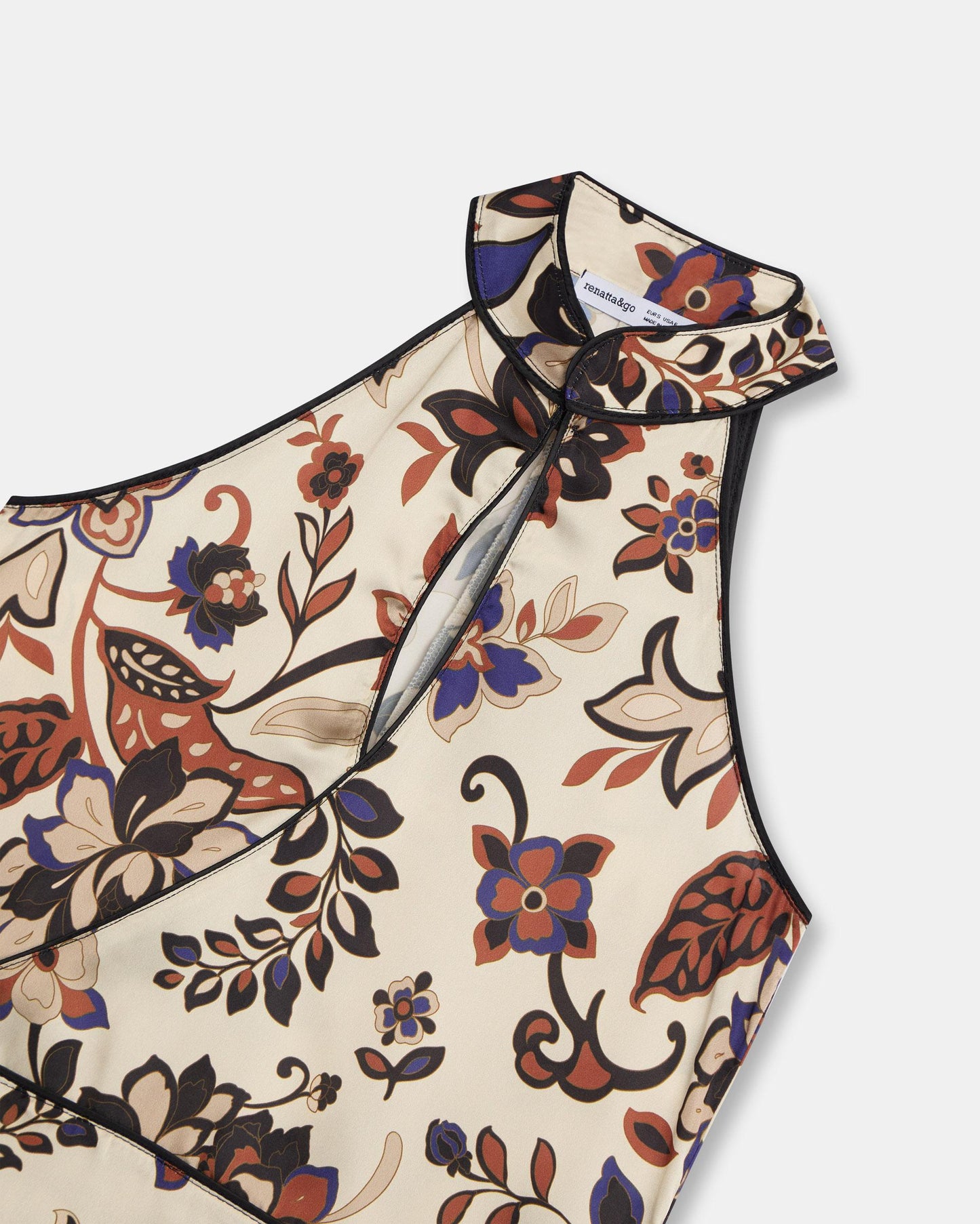 Top Cuello Subido Lágrima Estampado Floral Crudo