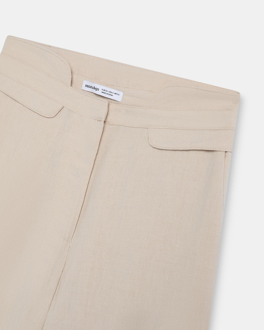 Pantalon Détail Taille Écru