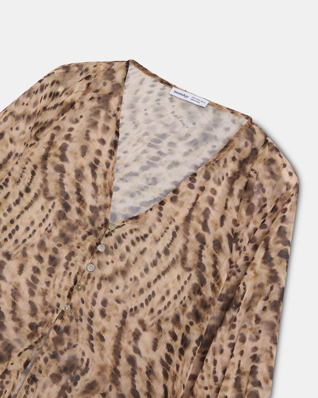 Blusa Fluida Animal Print Beige