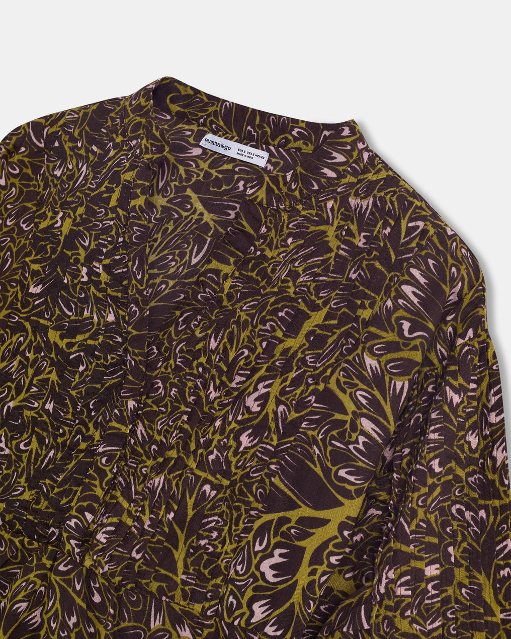 Blusa Botones Delanteros Estampada Marrón