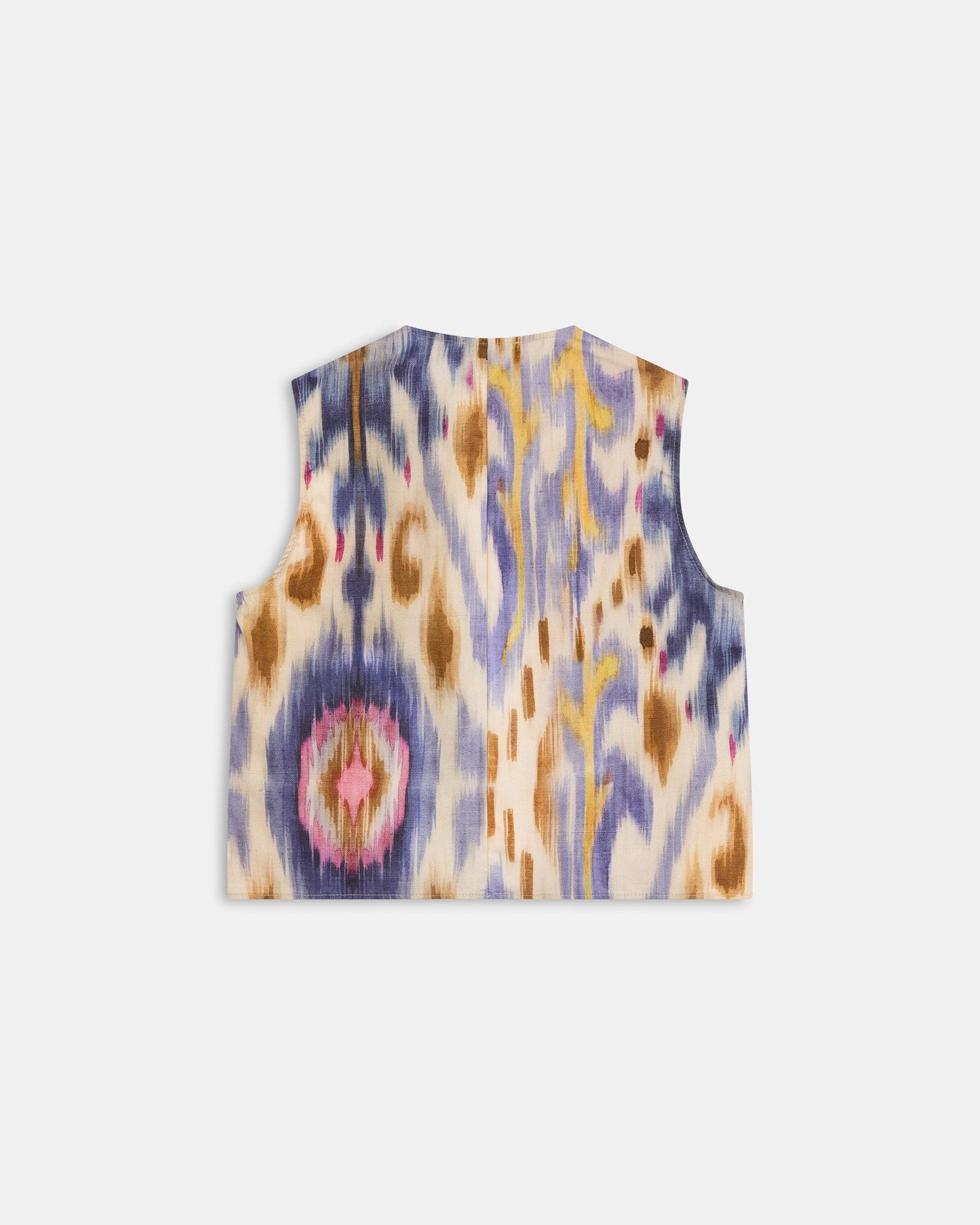 Gilet Boutons Latéraux Ethnique Tie Dye Multicolore
