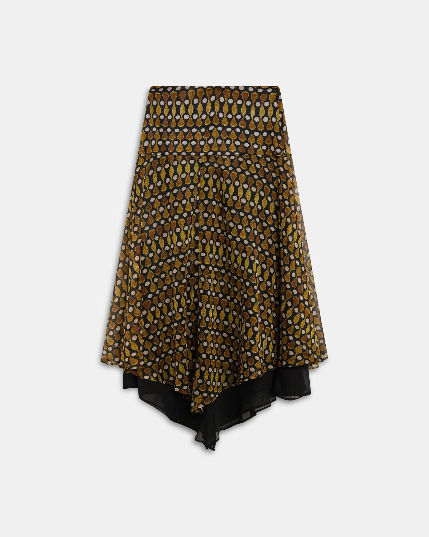 Black Contrast Ruffled Hem Skirt