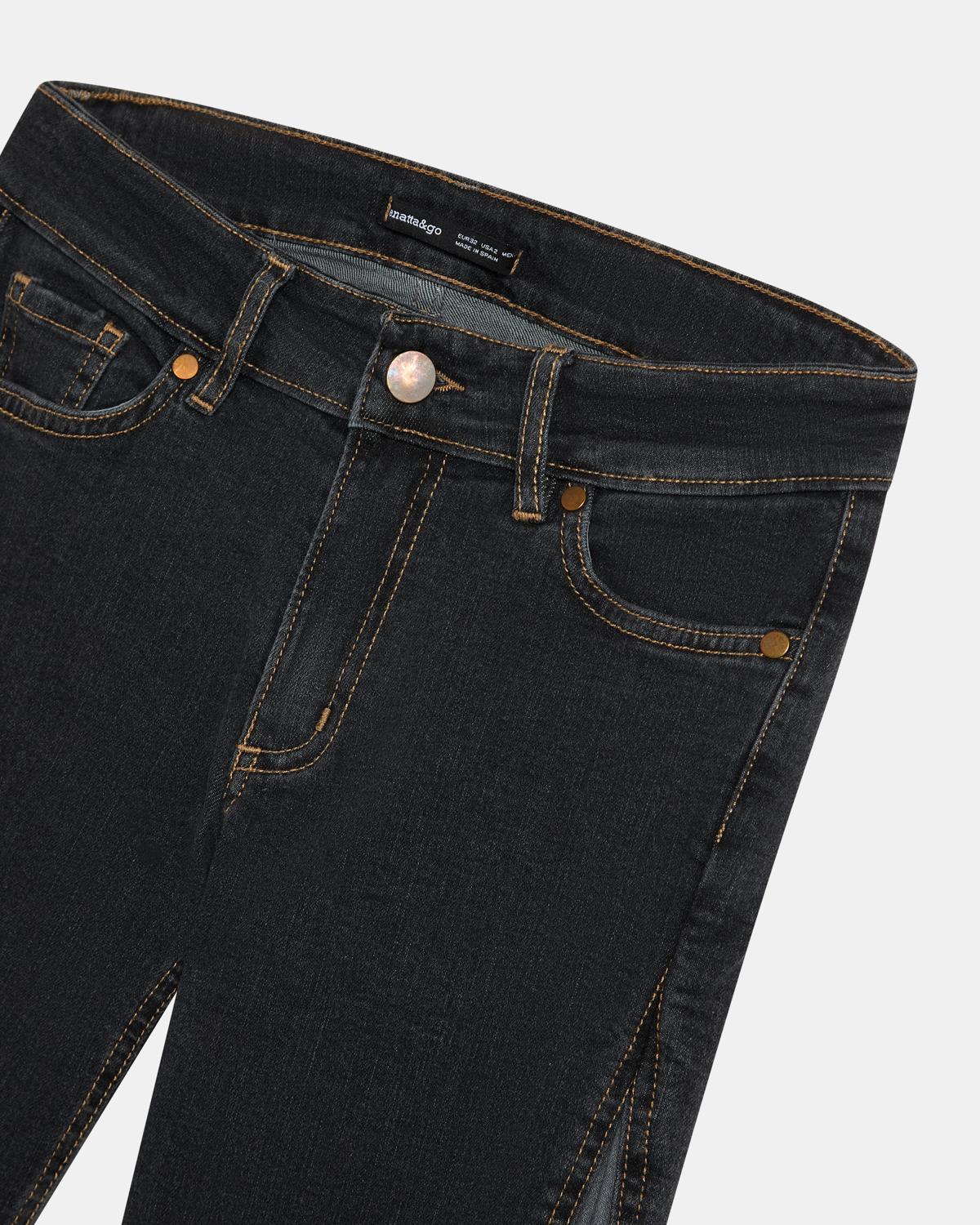 Jeans Cunhas Lateral Preto