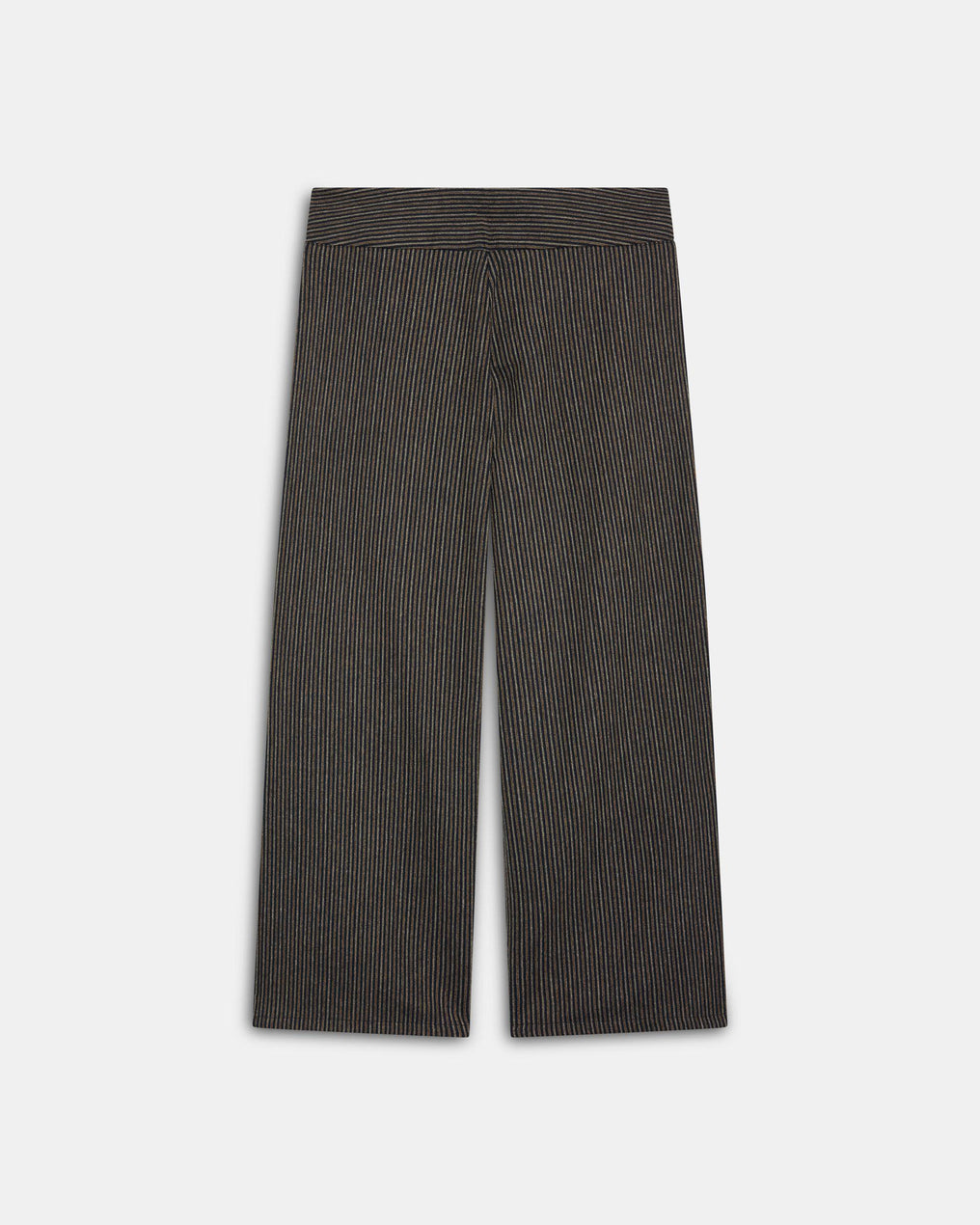 Pantalon Rayé Marron à Ceinture Croisée