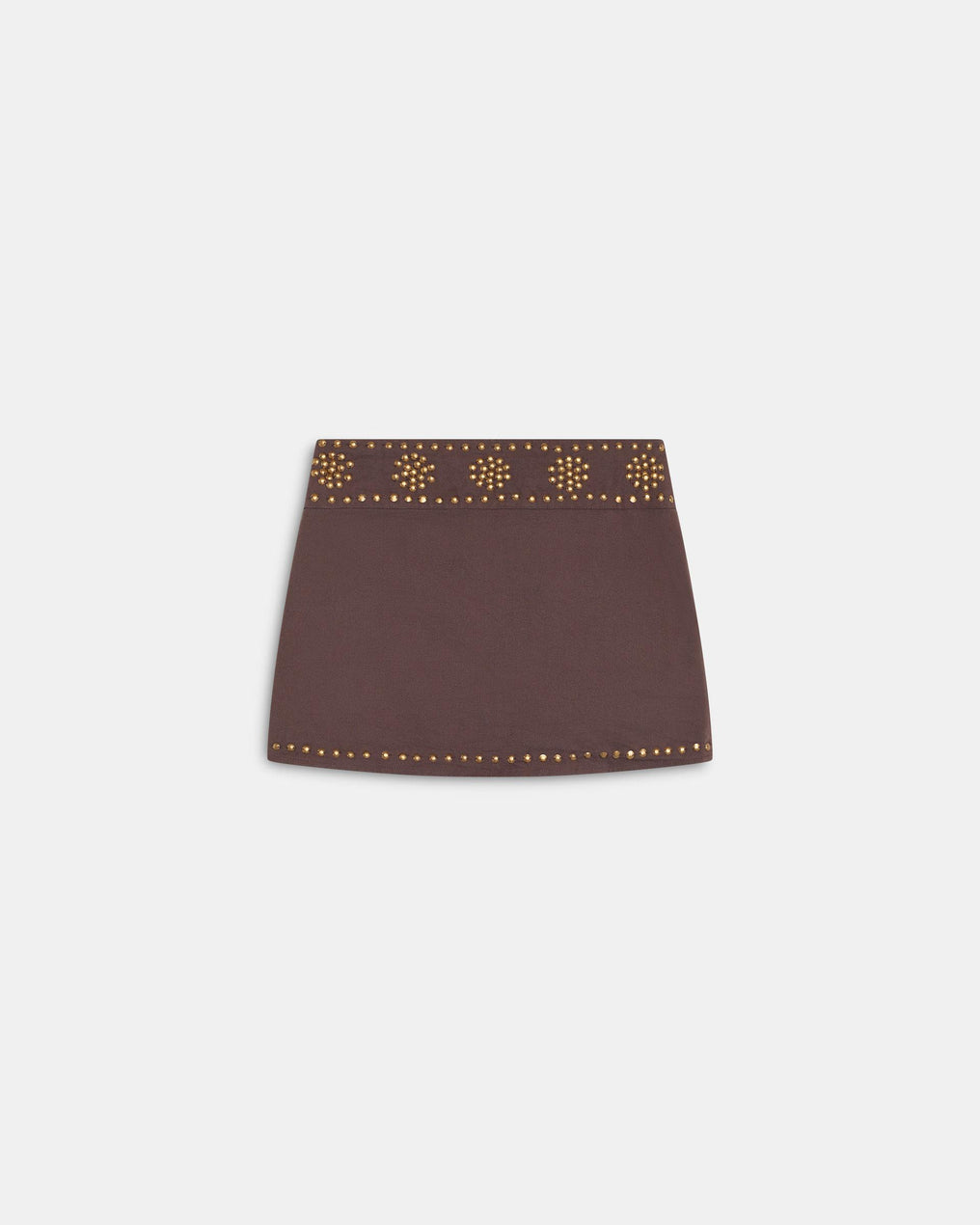 Brown Canvas Studded Mini Skirt