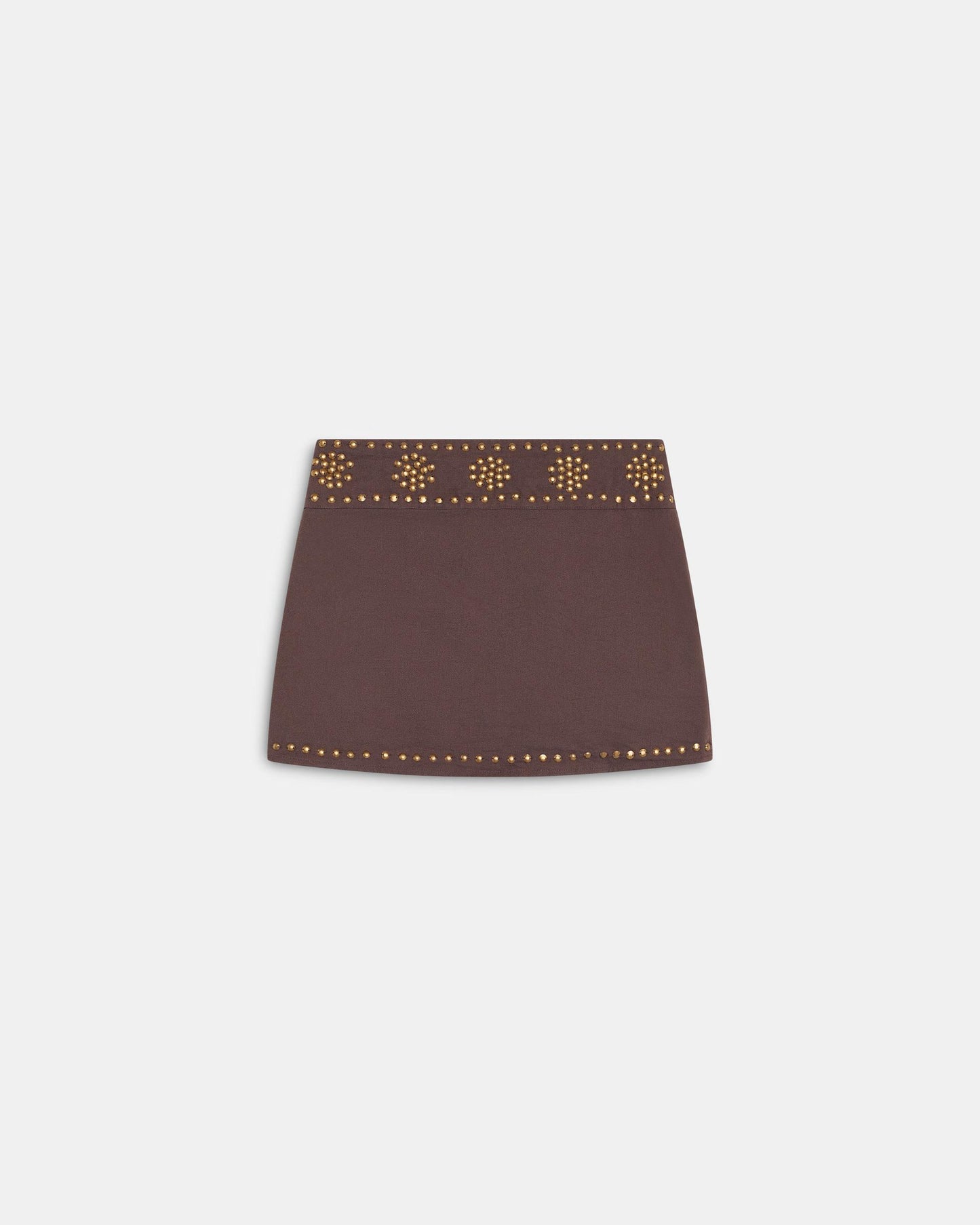 Brown Canvas Studded Mini Skirt