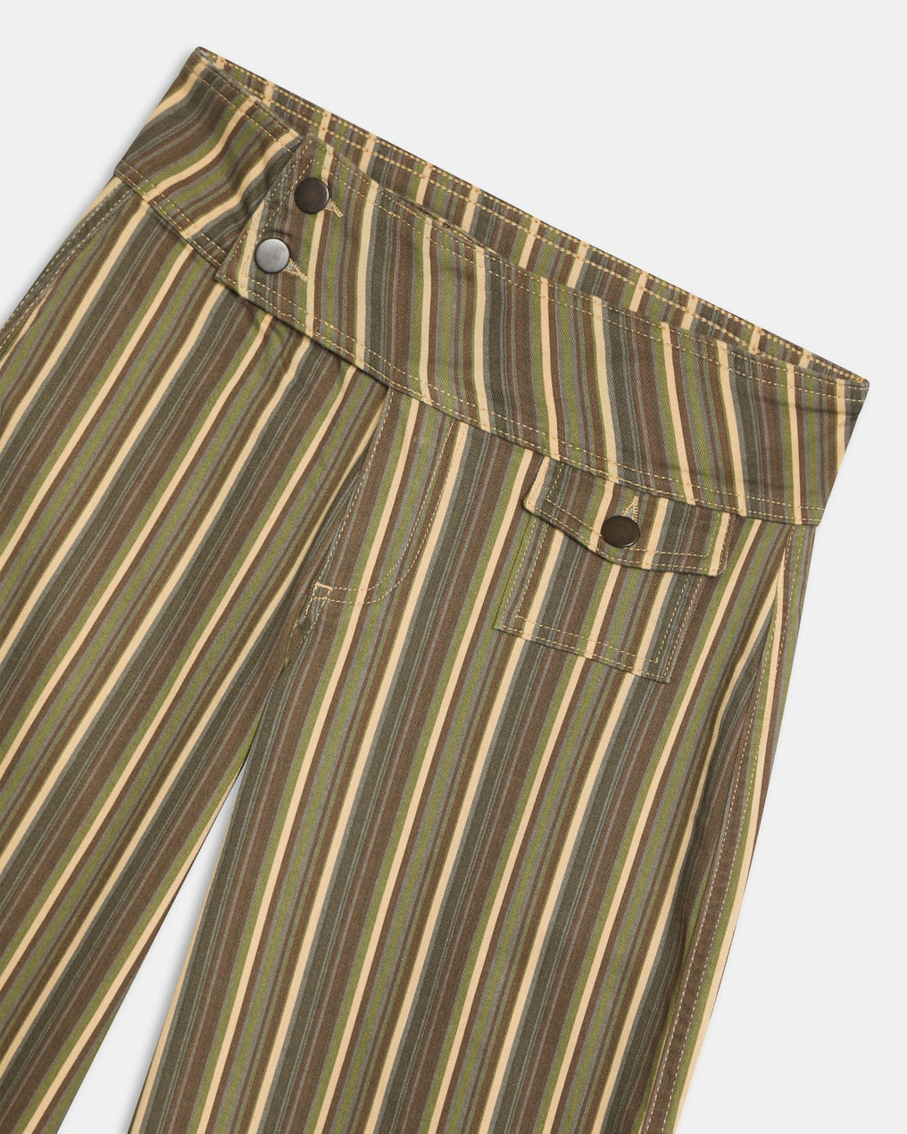 Triple Waistband Pocket Striped Green Jeans