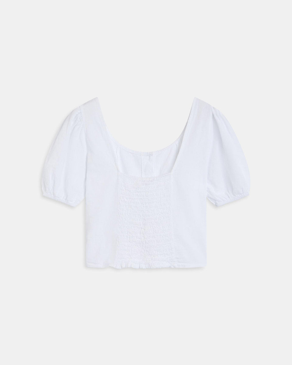 Top Manga Corta Botones Con Lino Blanco