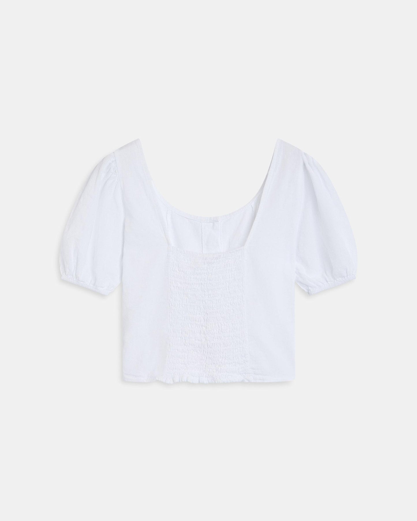 Top Manga Corta Botones Con Lino Blanco