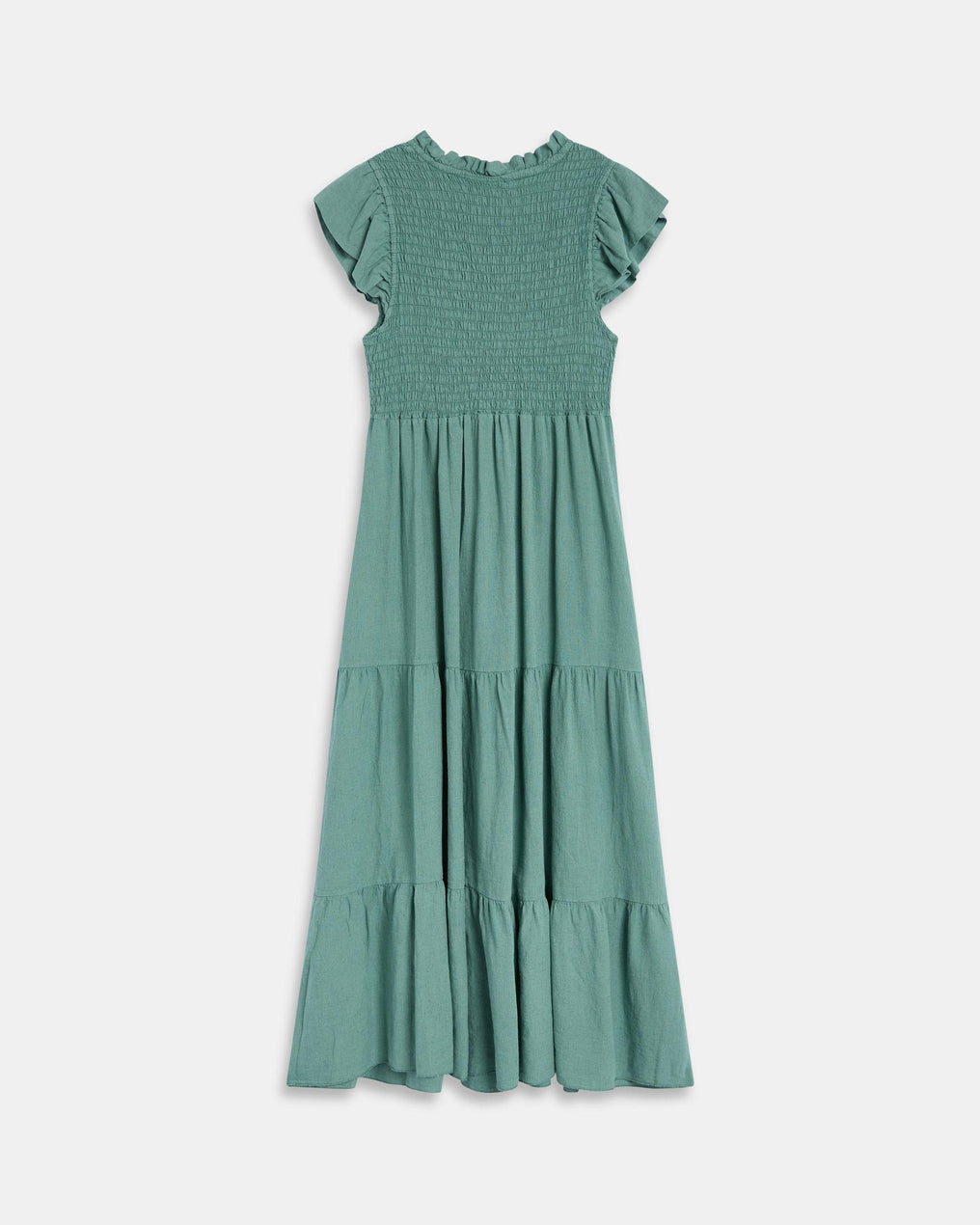 Robe Long Lin Nid D’abeille Vert D’eau