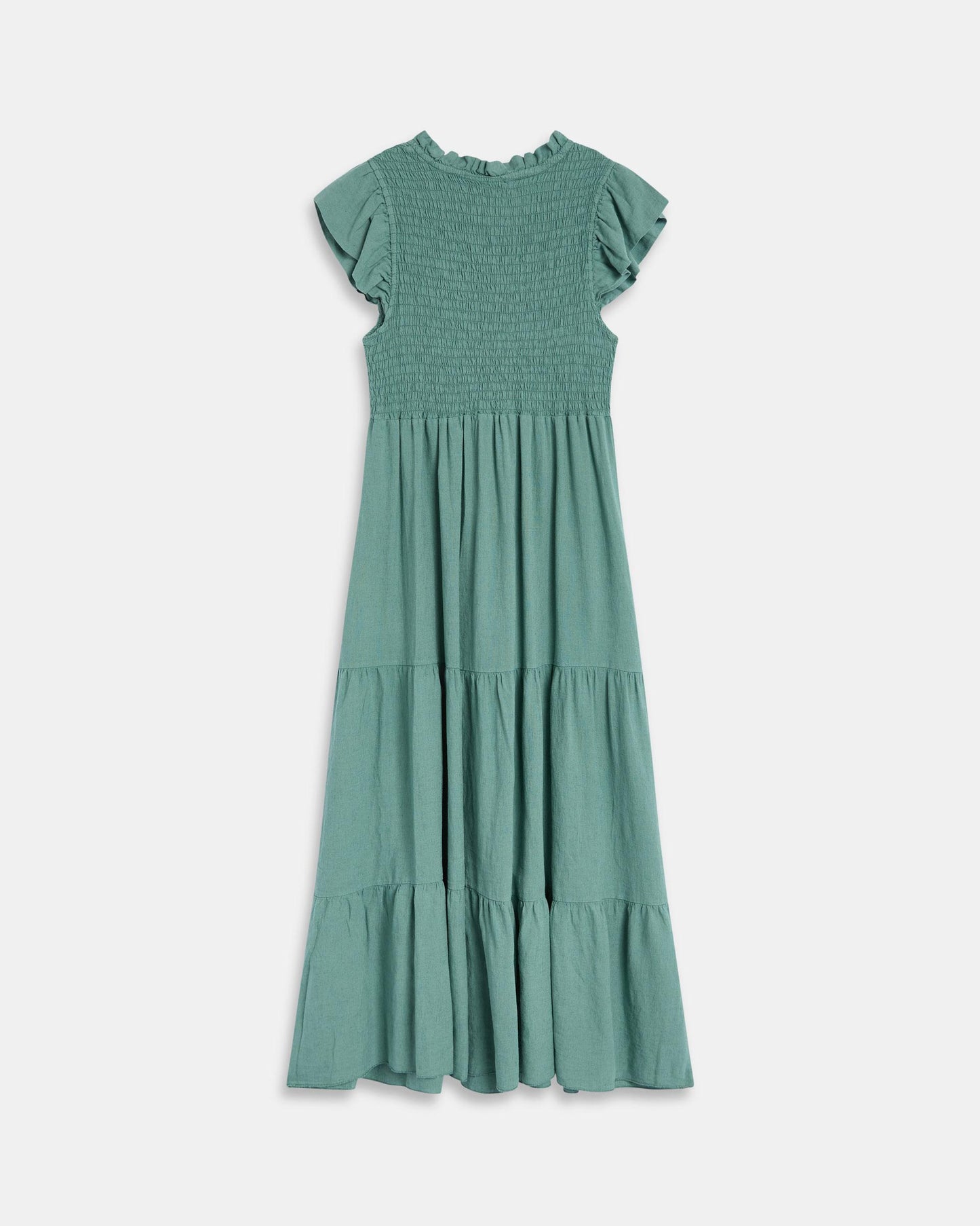 Robe Long Lin Nid D’abeille Vert D’eau