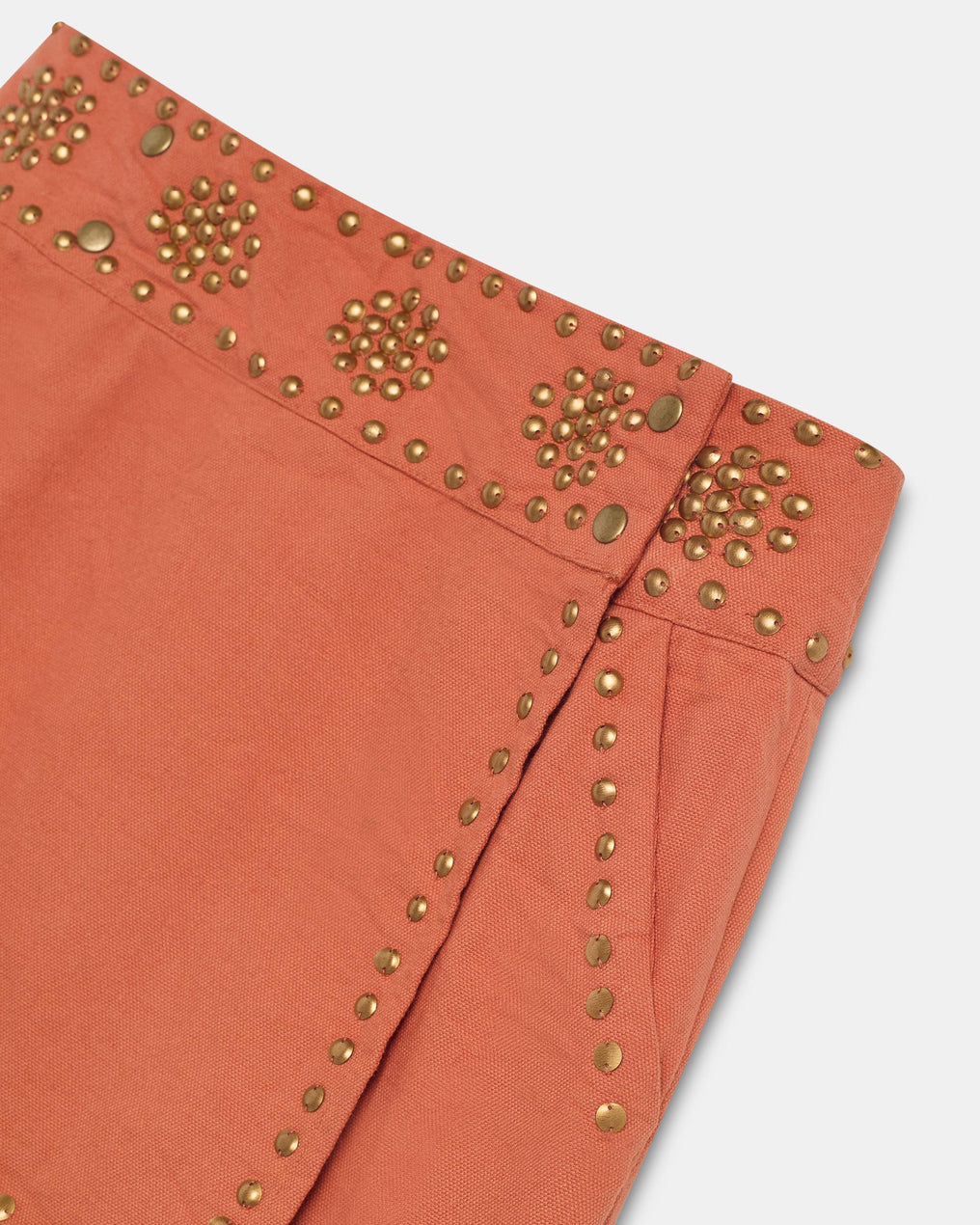 Orange Canvas Studded Mini Skirt