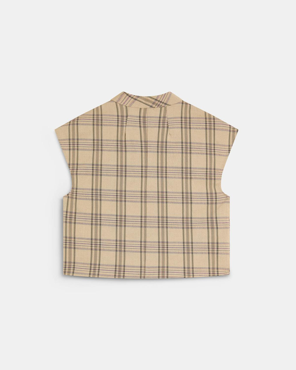 Top Botones Laterales Cuadros Beige