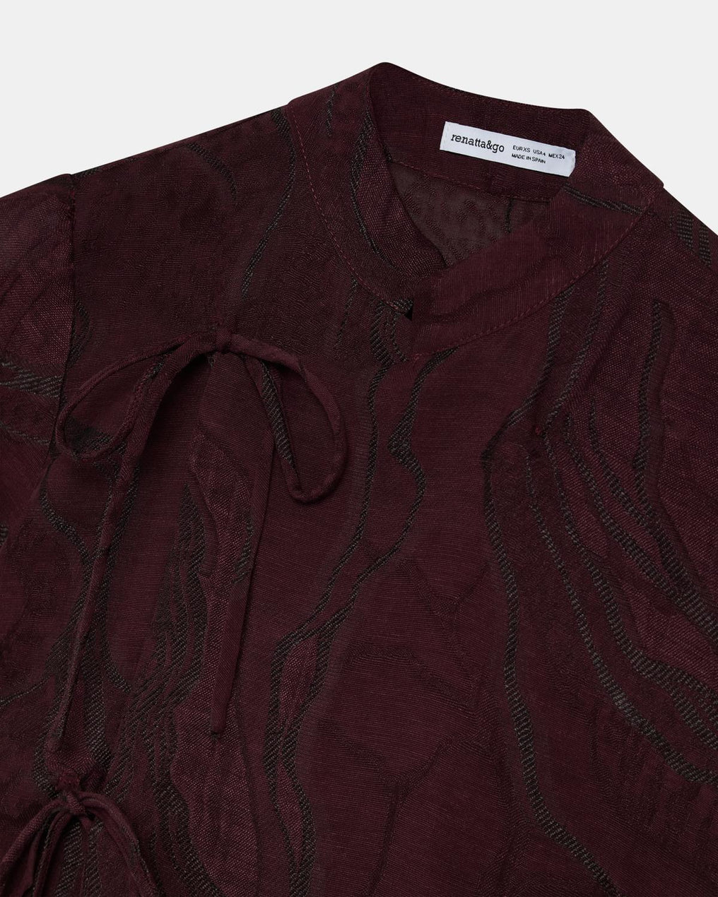 Top Japo de Manga Curta Estampado Granate