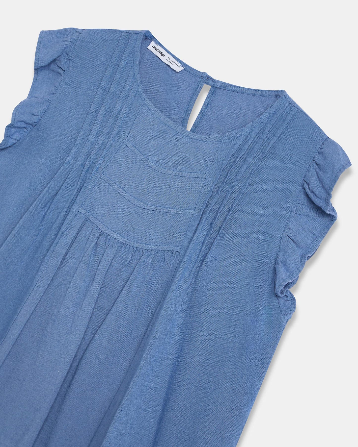 Blouse Volants Manches Bleu Foncé
