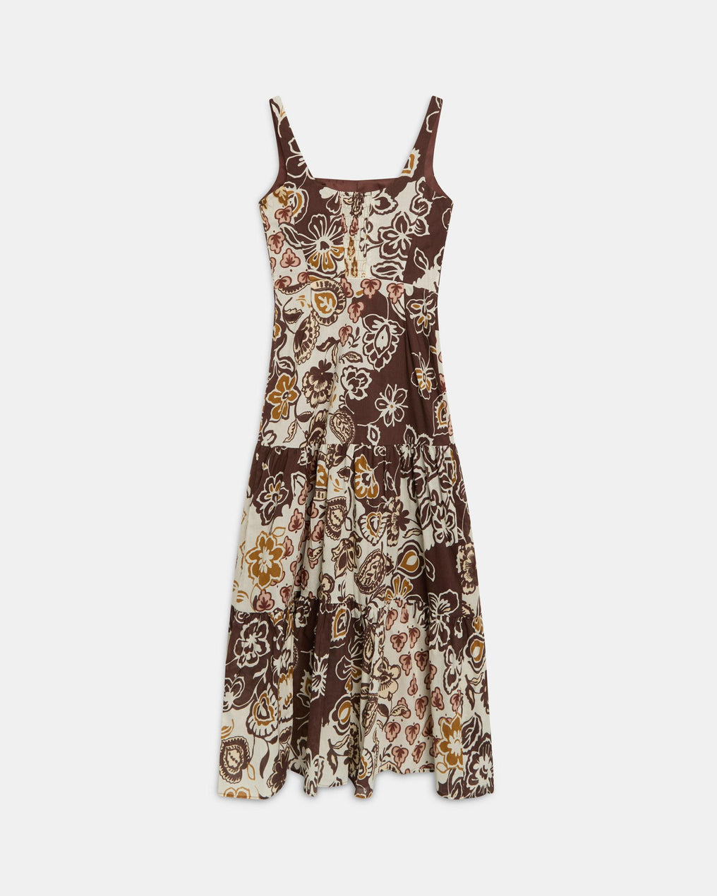 Brown Cut-Out Printed Strappy Dress