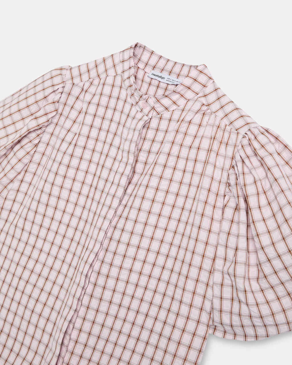 Puff Sleeve Gingham Blouse Pink