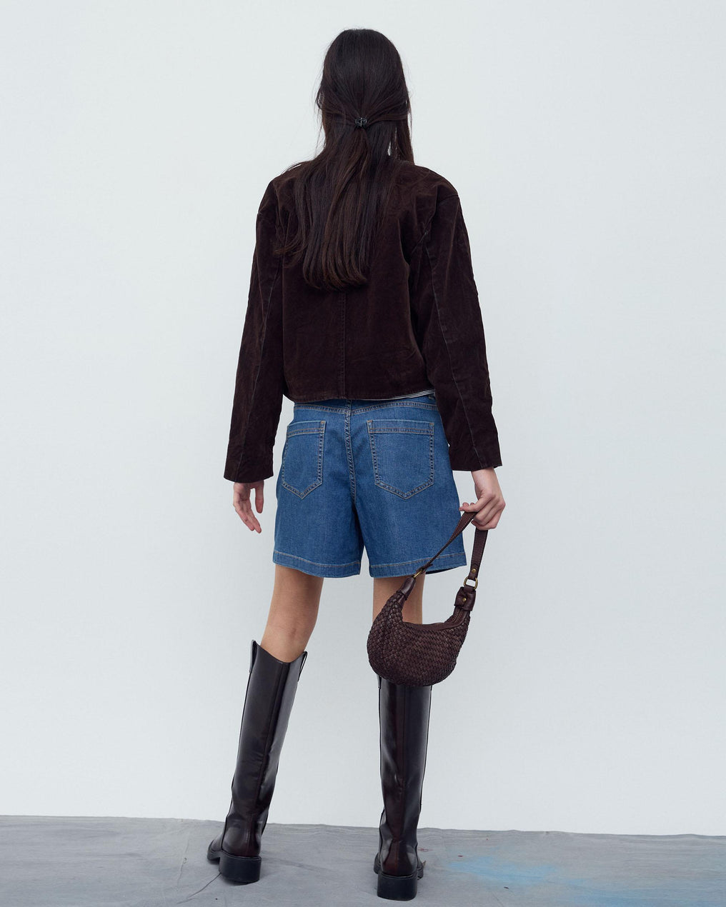 Dark Blue Pleated Bermuda Shorts