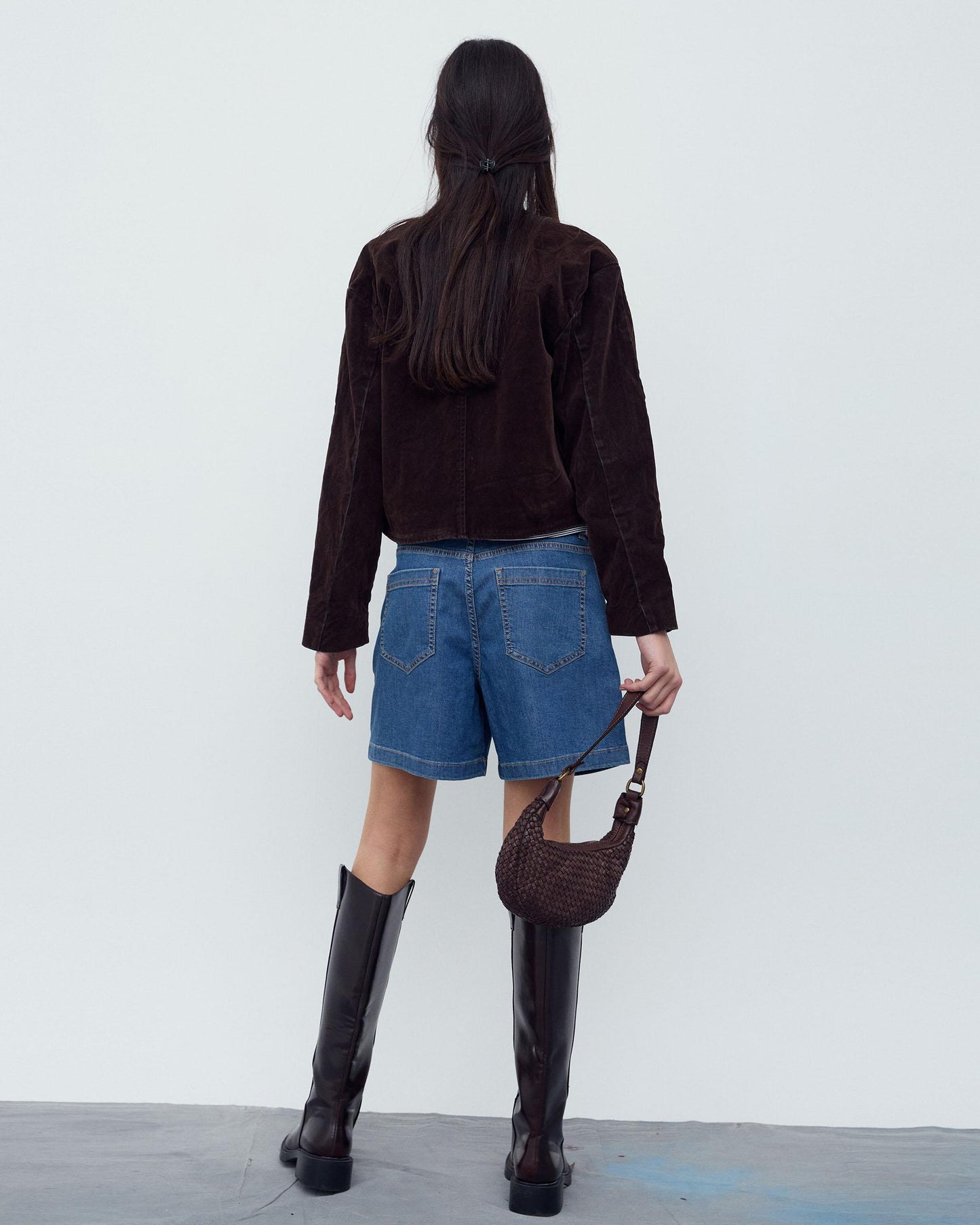 Dark Blue Pleated Bermuda Shorts