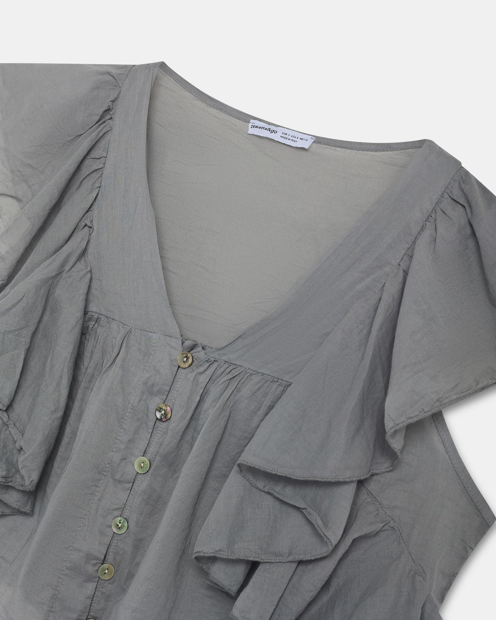 Blusa Botones Volantes Antracita