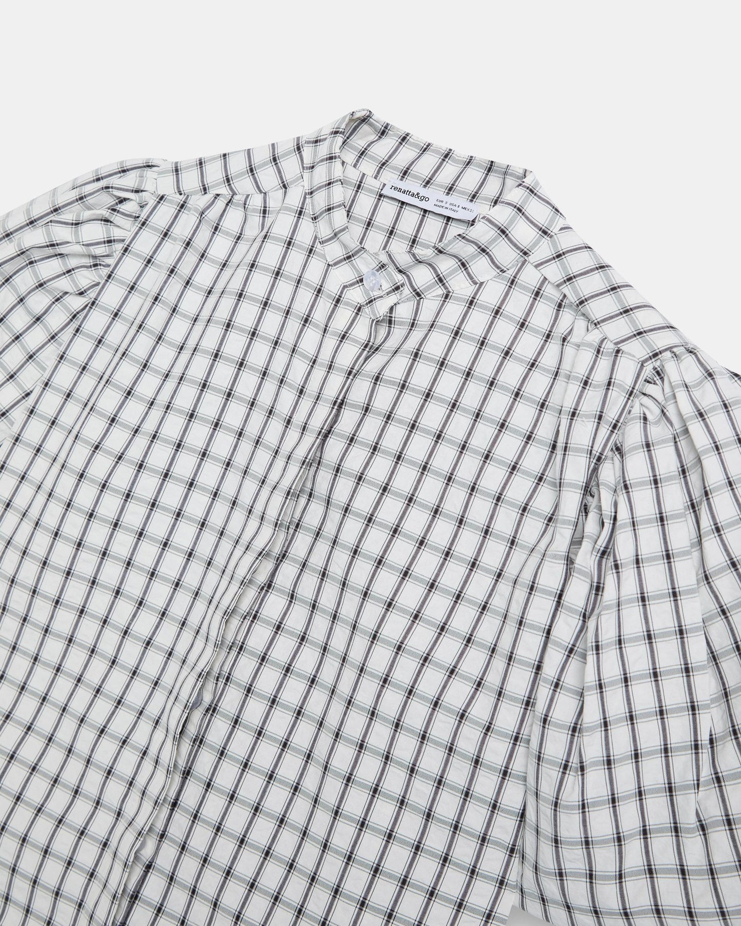 Puff Sleeve Gingham Blouse White