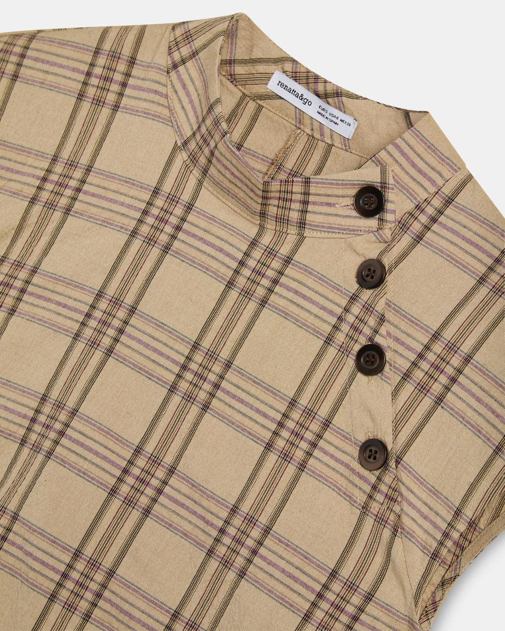 Top Botones Laterales Cuadros Beige