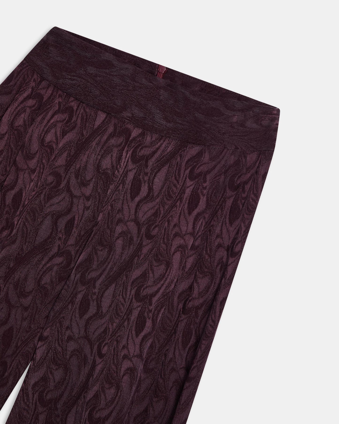 Calças Punho Elástico Folho Jacquard Roxo