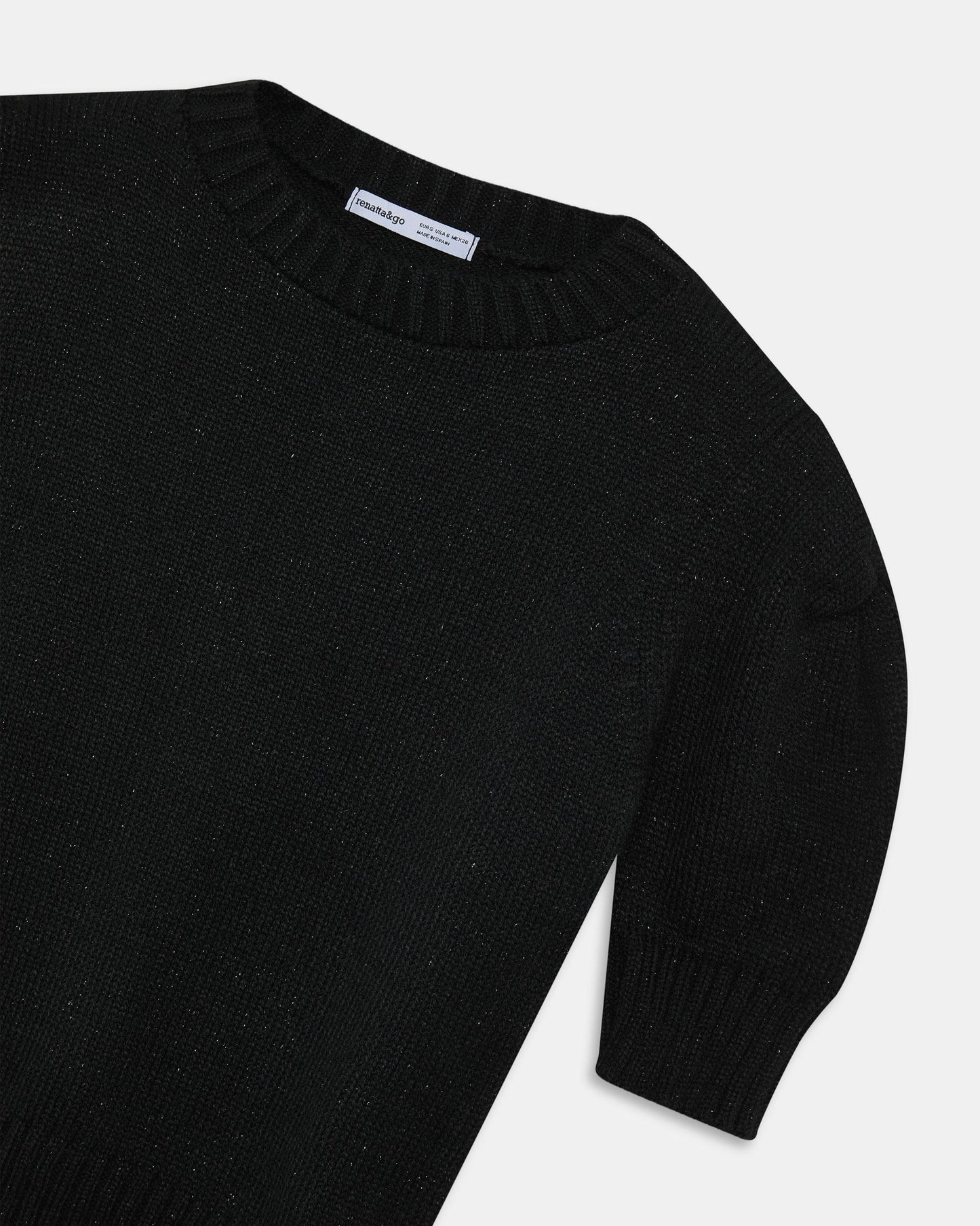 Top Punto Hombreras Lurex Negro