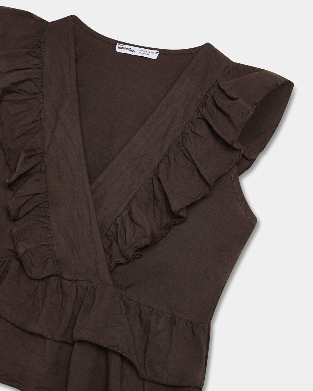 Blusa Cruzada Volantes Marrón