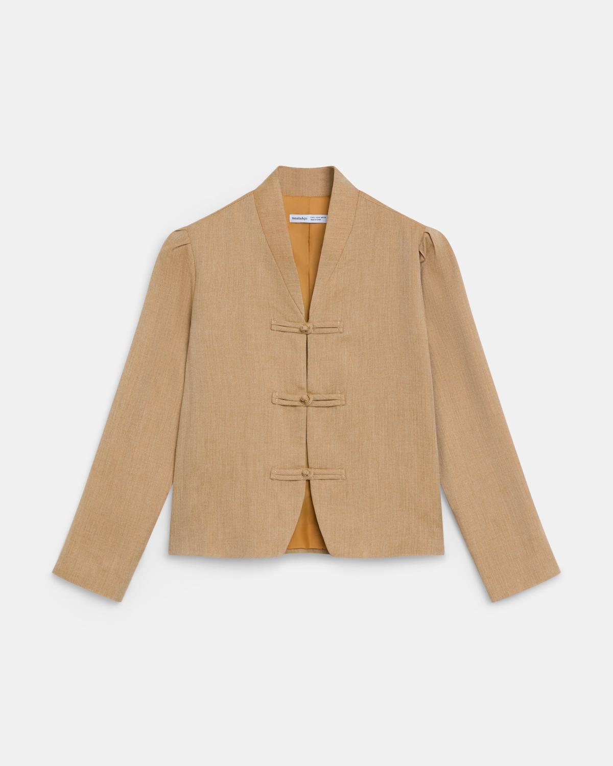 Chaqueta Corta Alamares Espiga Camel