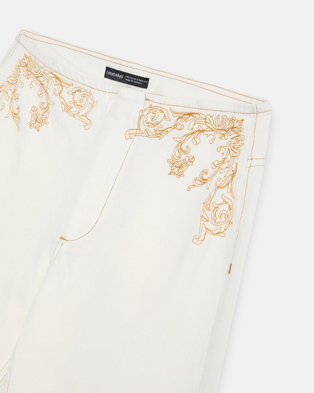 Jeans Bordados Étnicos Blanco