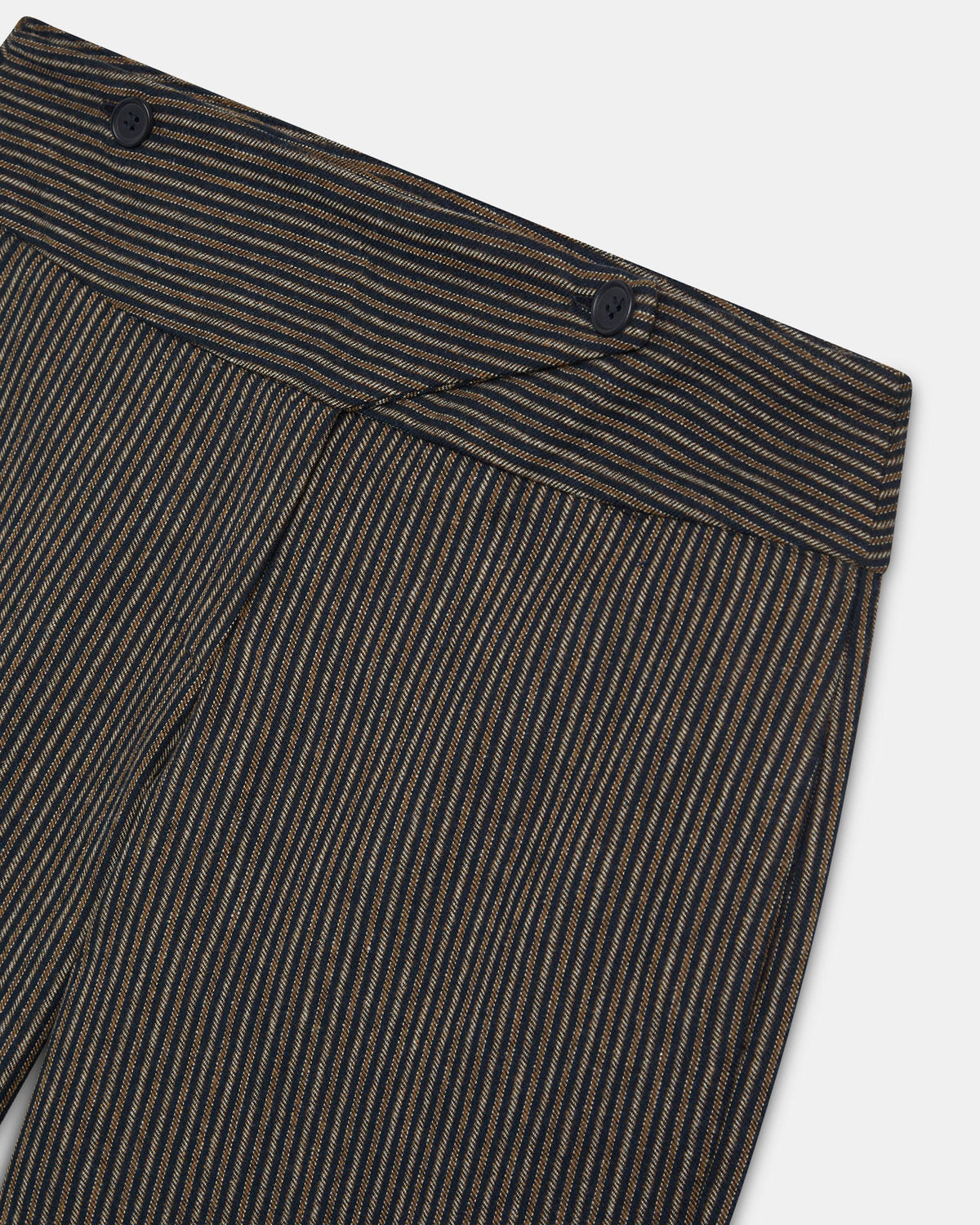 Pantalon Rayé Marron à Ceinture Croisée