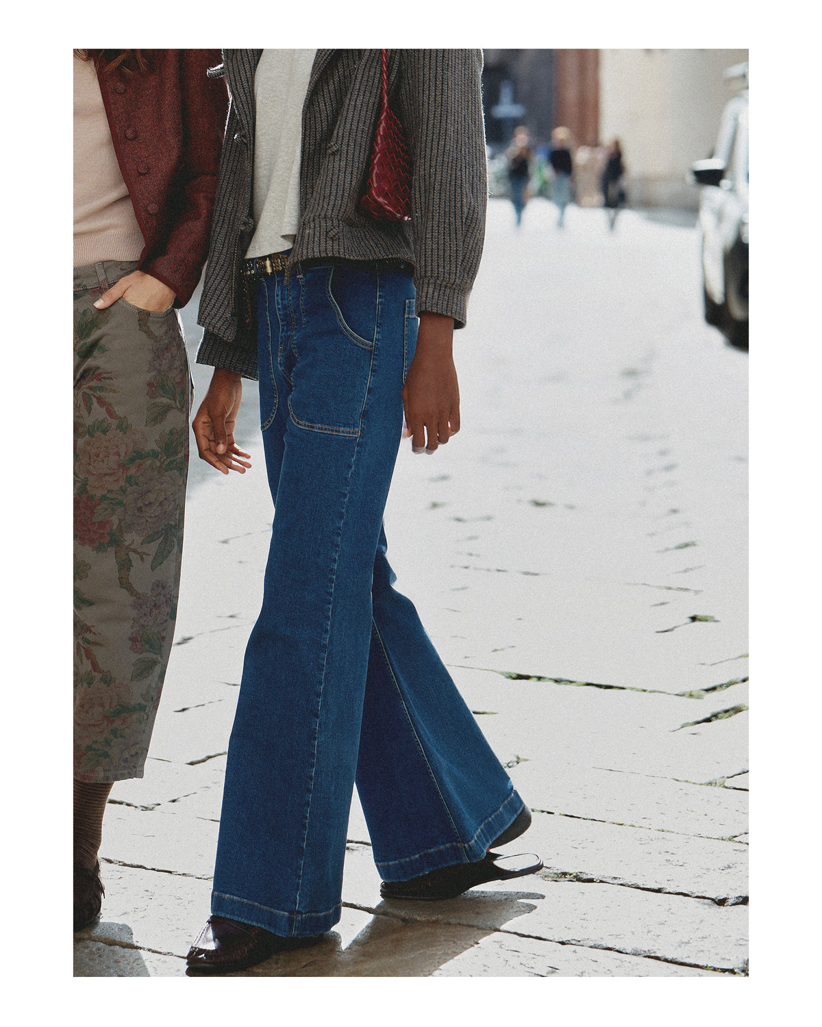 Jeans Botones Campana Azul Jeans