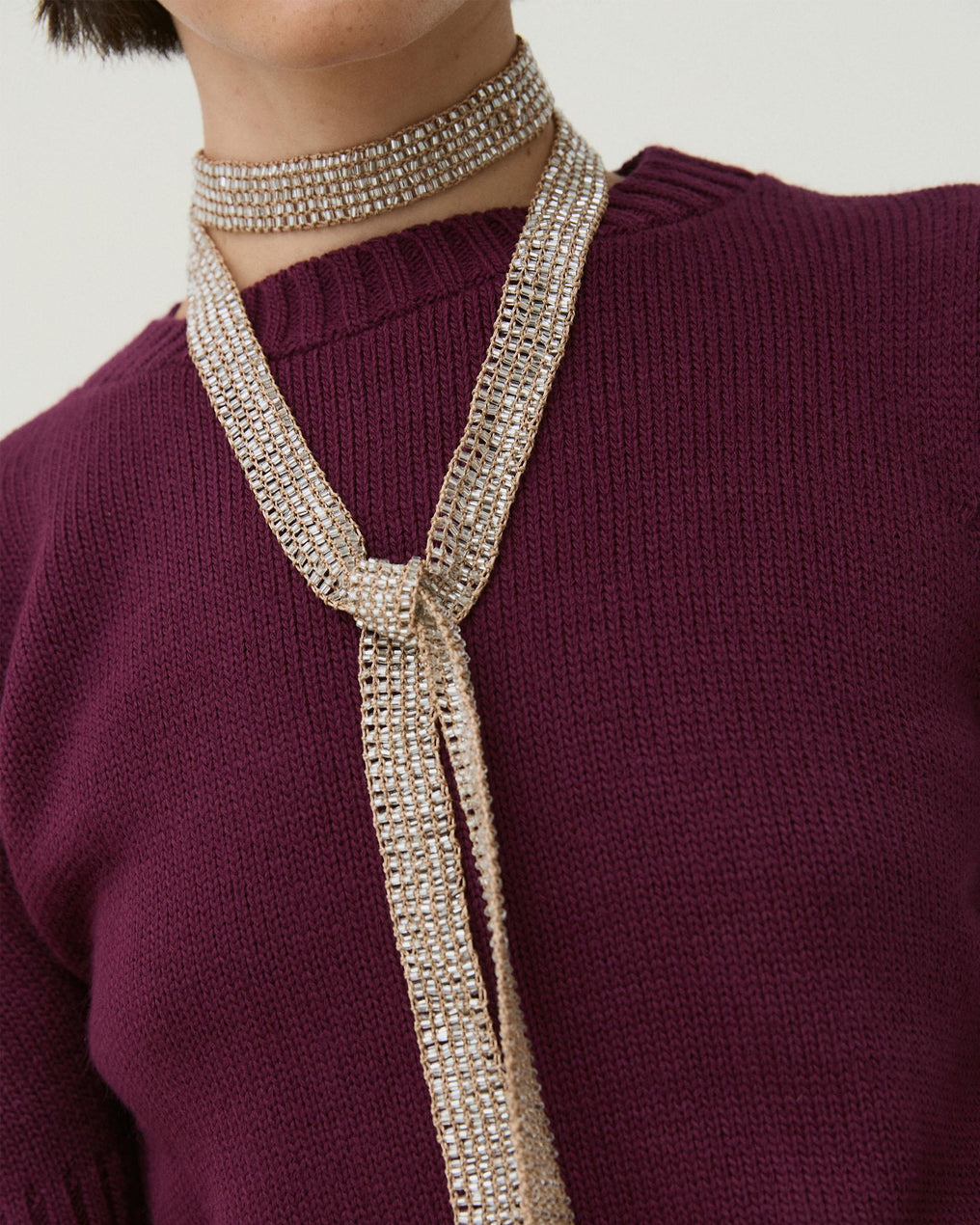 Collar Foulard Bolitas Taupe
