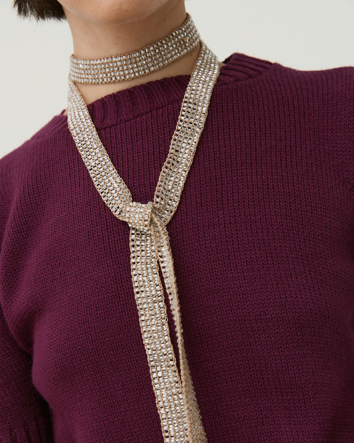Collar Foulard Bolitas Taupe