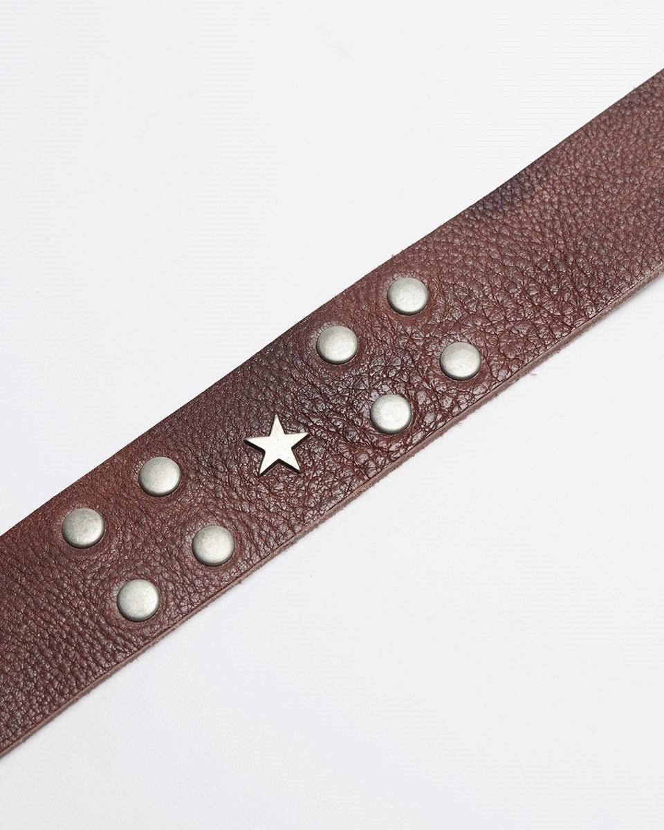 Cinturón Piel Tachuelas Estrellas Marrón