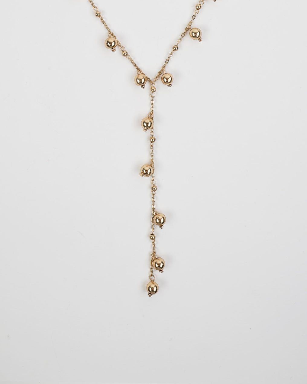Colar Gravata com Bolinhas Dourado