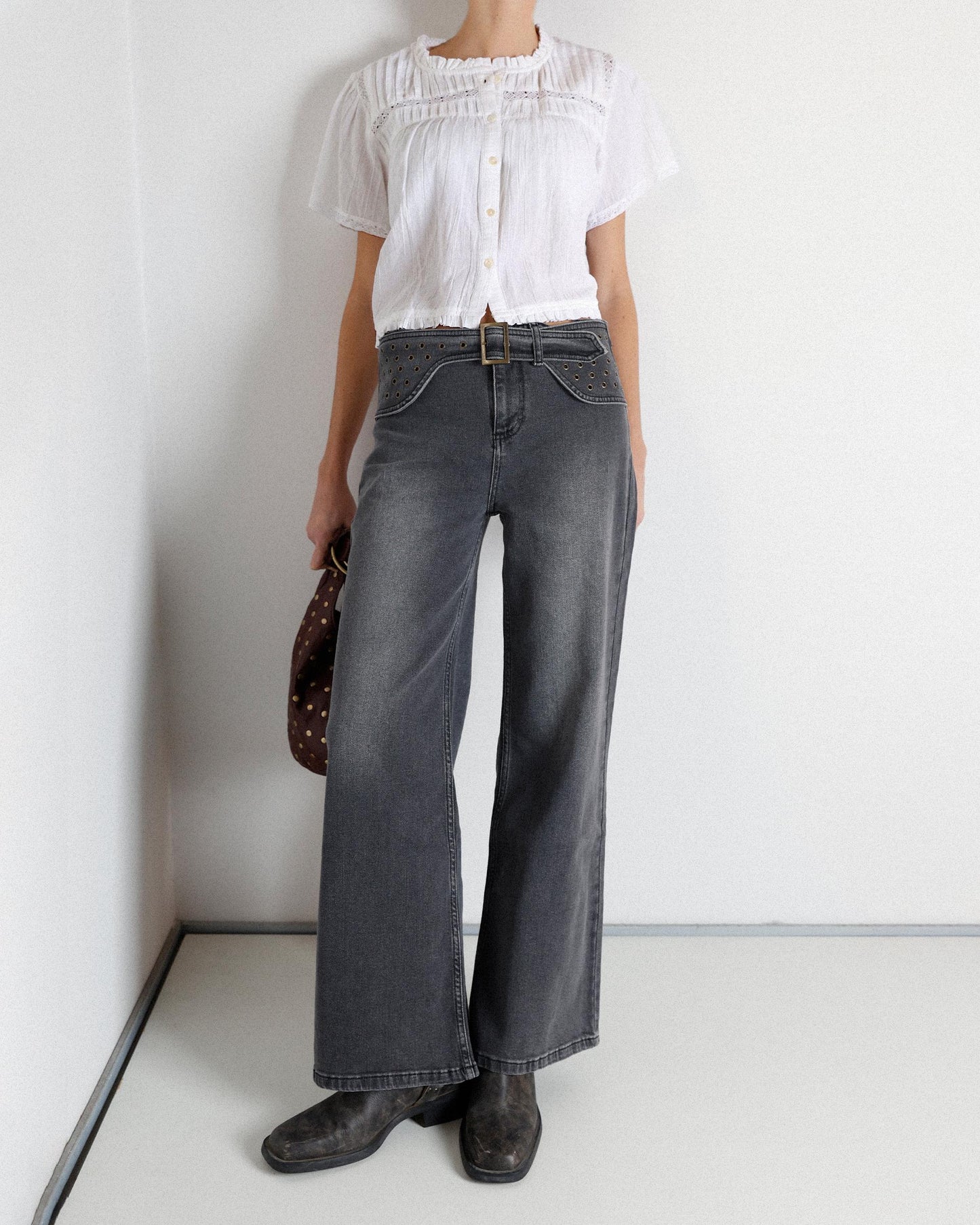 Blusa Manga Corta Puntillas Blanca