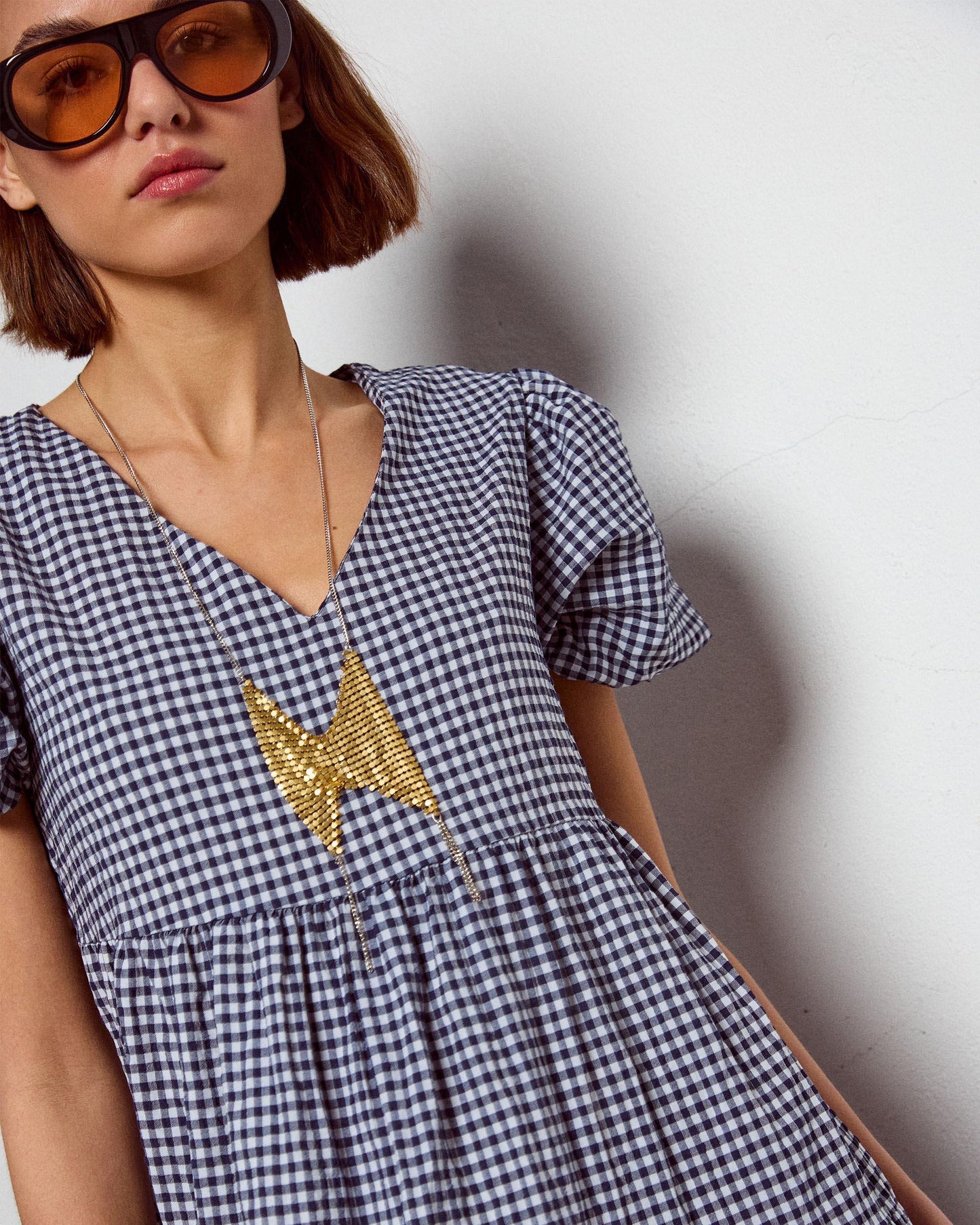 Vestido Largo Cortes Azul Marino