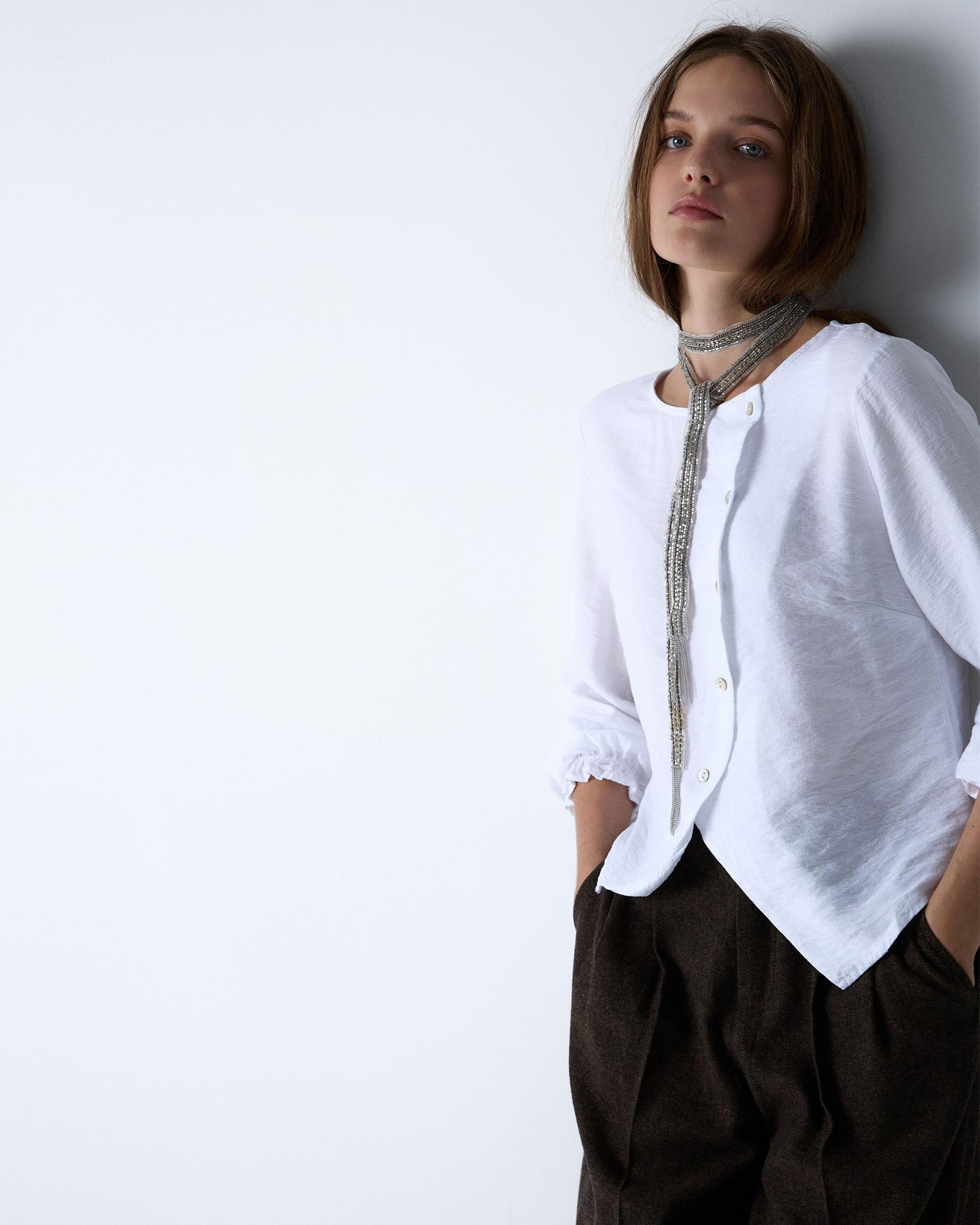 Blusa Botones Asimétricos Blanca