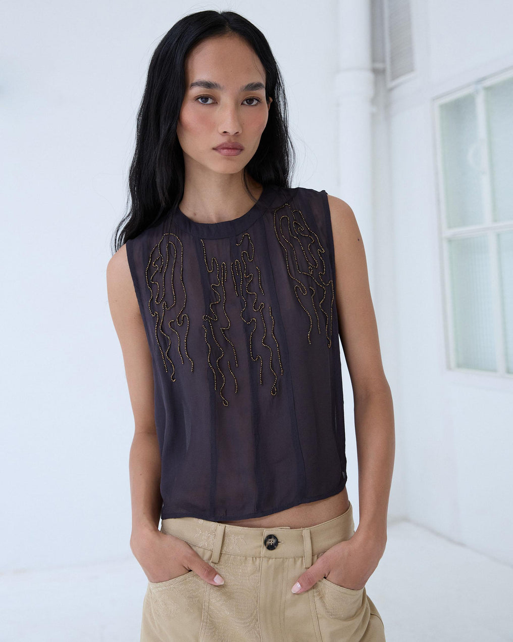 Top Abalorios Mini Antracita