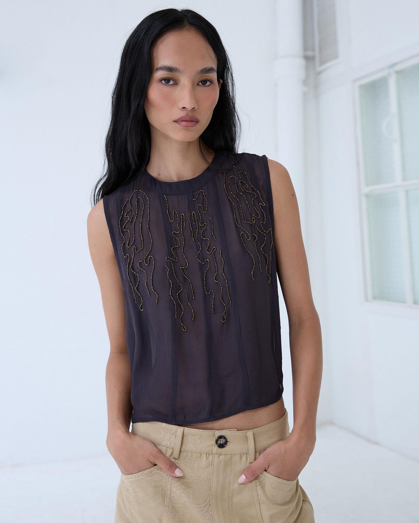 Top Abalorios Mini Antracita