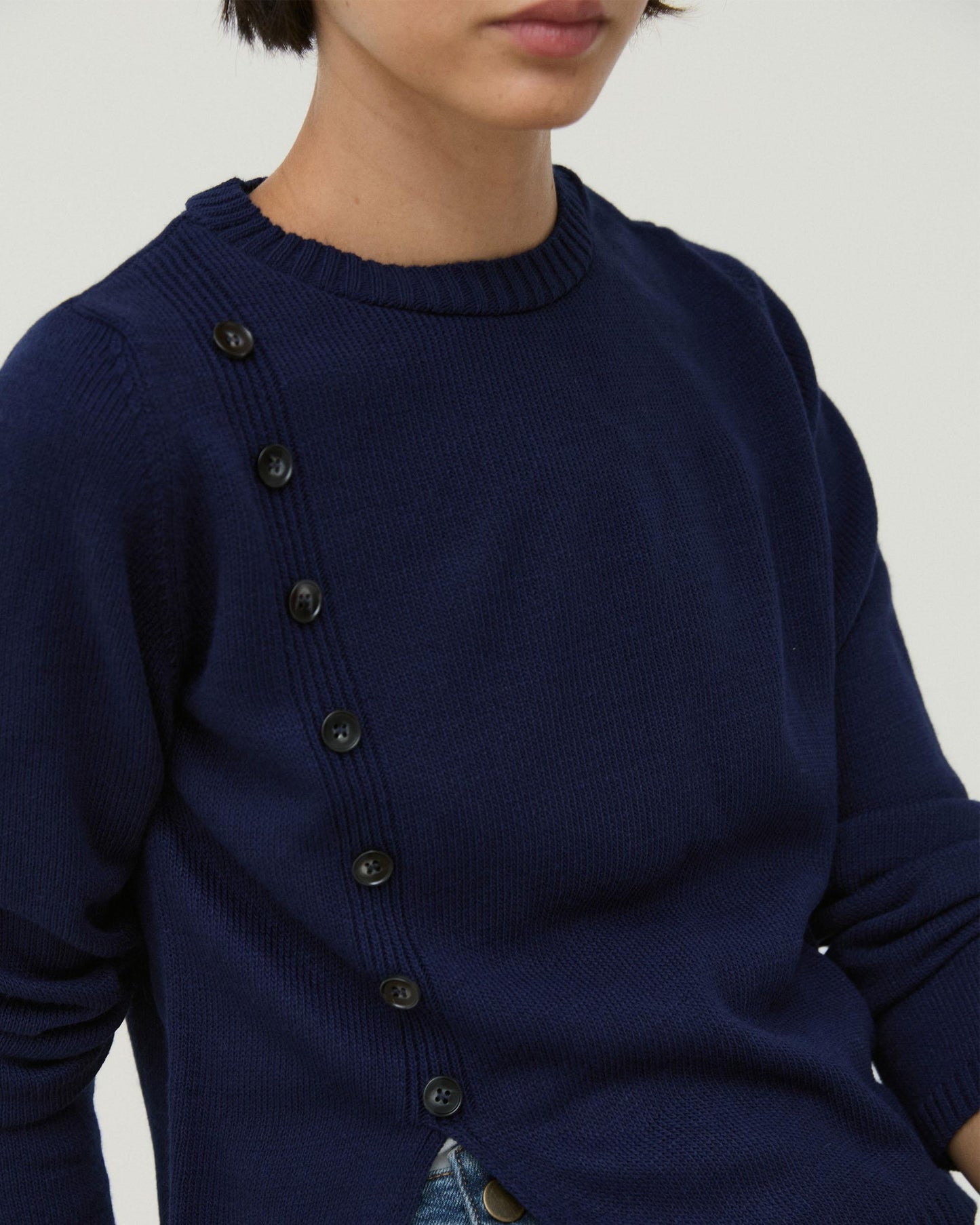 Jersey Botones Laterales Azul Marino