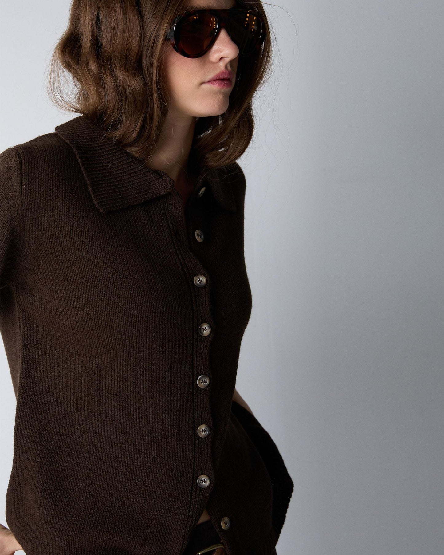 Brown Polo Collar Jacket