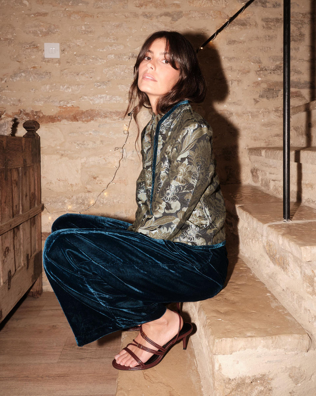 Calças de veludo cor petróleo